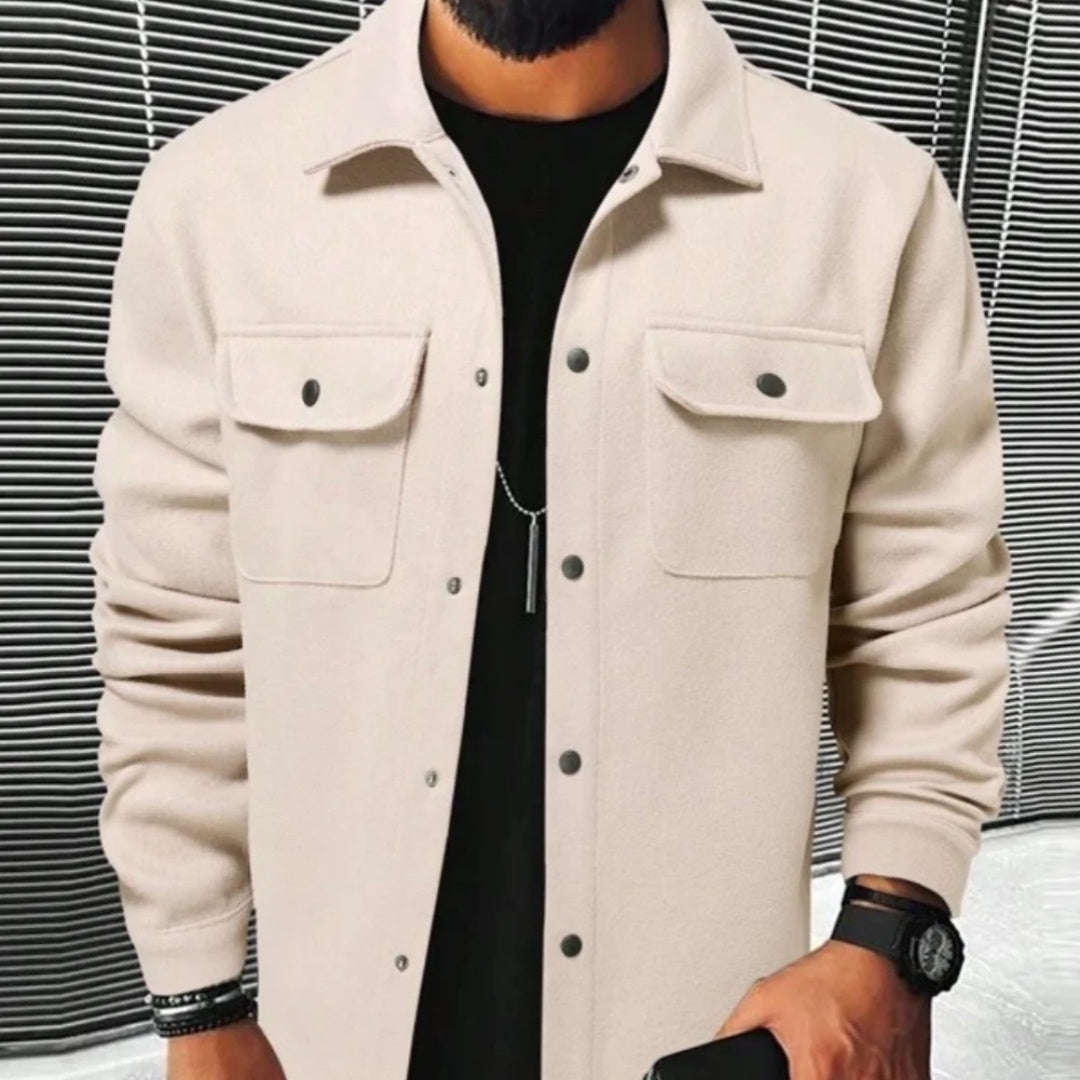 Loom & Soul Men’s Thick Casual Cardigan Shirt – British Style Long Sleeve
