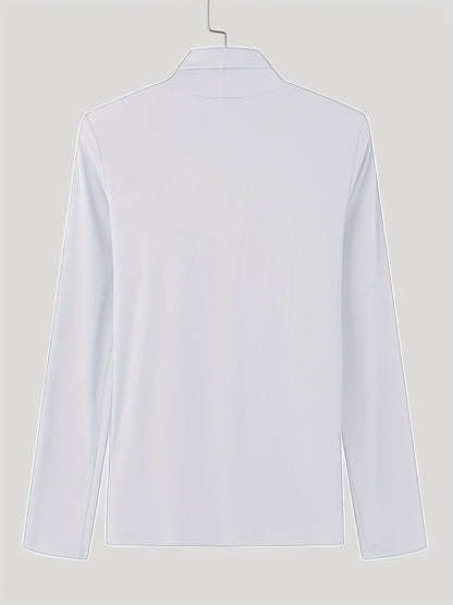 Men’s Slim Turtleneck Base Layer – Button Detail Knit Shirt