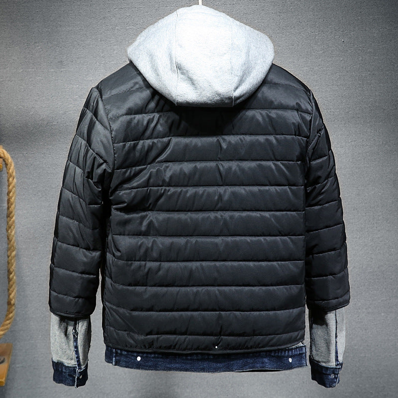 Veste en jean épaisse Loom & Soul pour homme – Blouson d'hiver slim à capuche en coton