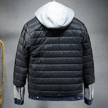 Veste en jean épaisse Loom & Soul pour homme – Blouson d'hiver slim à capuche en coton