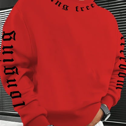 Sweat-shirt imprimé col rond pour homme – Pull tendance décontracté streetwear