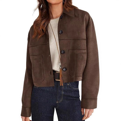 Blouson court femme en simili-daim – Style léger pour les trajets quotidiens