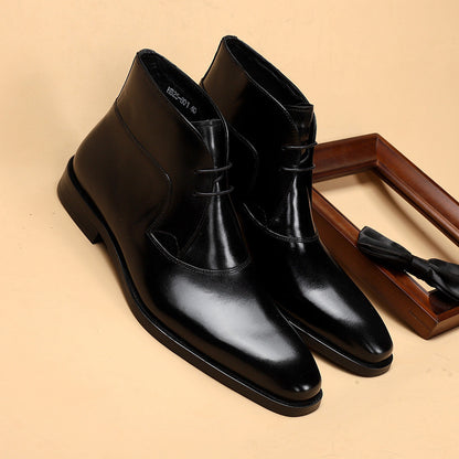Bottes Martin en cuir véritable Loom & Soul™ pour hommes – Bottes tendance en peau de vache avec talon épais antidérapant et confort respirant