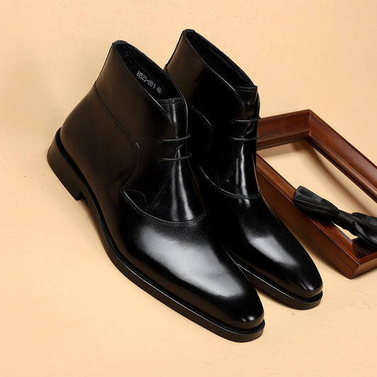 Loom & Soul™ Men’s Genuine Leather Martin Boots – Cowhide Trend Boots with Non-Slip Thick Heel & Breathable Comfort