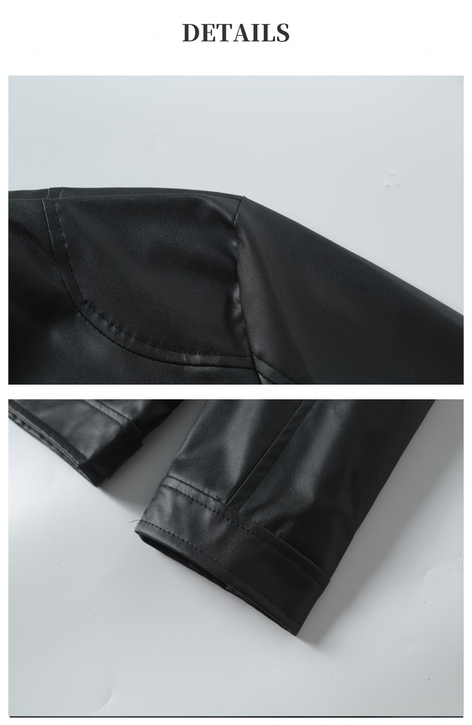 Veste de moto zippée pour homme – Col montant en cuir PU marron