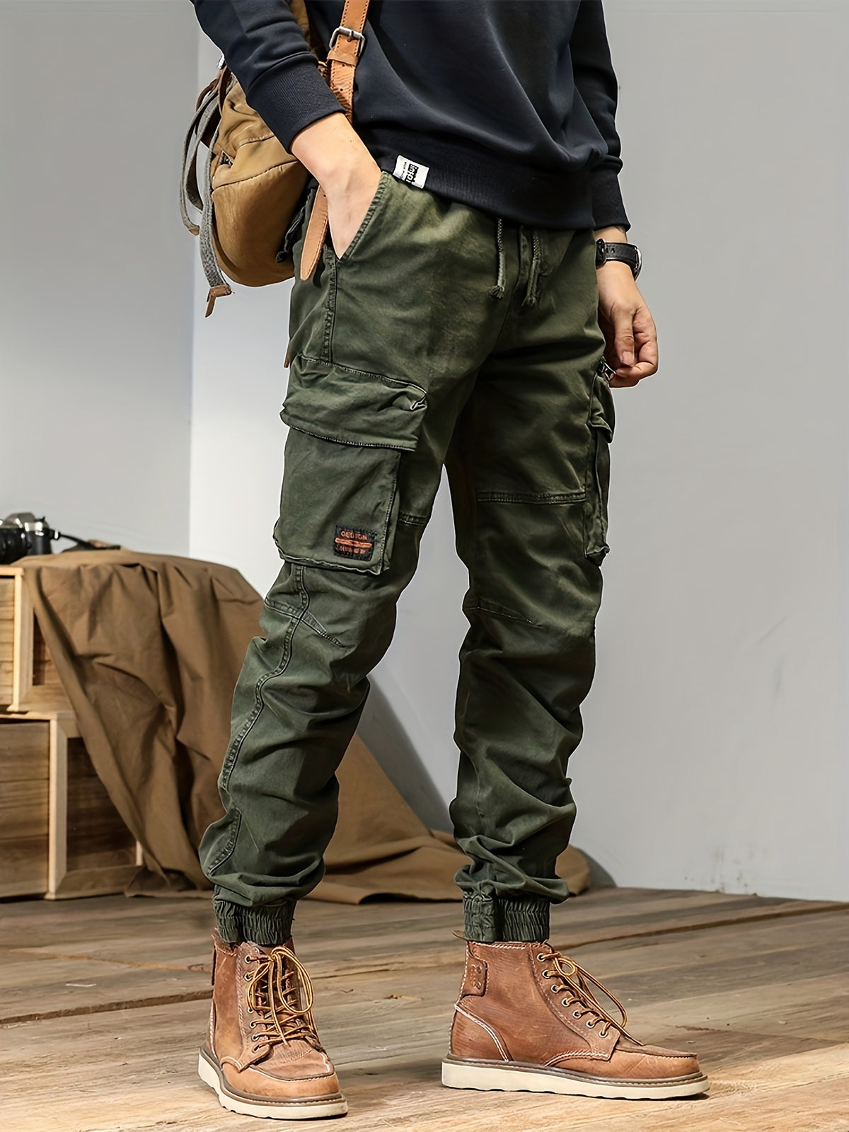 Men’s Multi-Pocket Work Pants – Outdoor Casual Cargo Trousers with Stretch