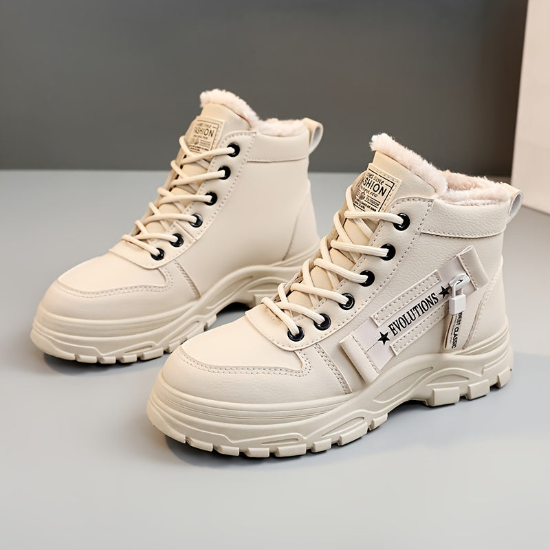 Women’s Winter Platform Boots – Non-Slip Lace-Up Warm Casual Winter Shoes