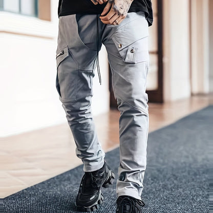 Pantalon cargo noir pour homme – Pantalon streetwear multipoches à cordon de serrage
