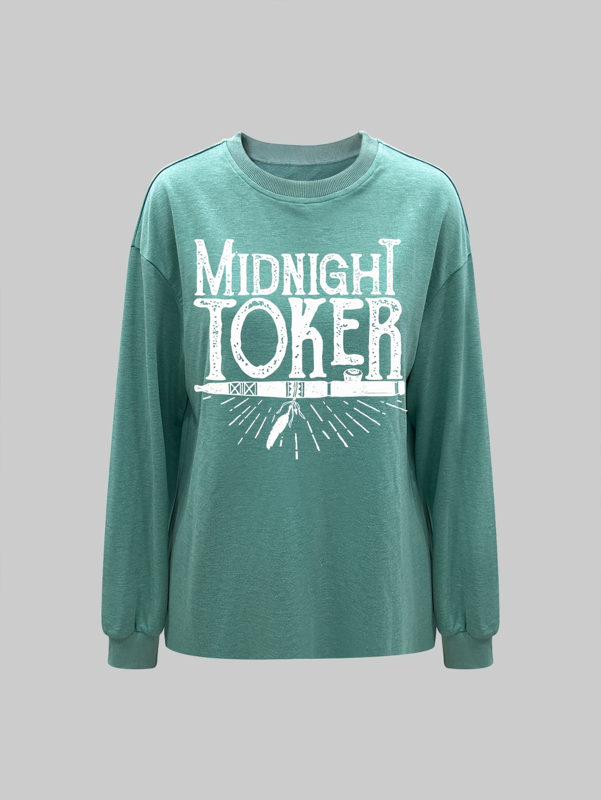 Sweat-shirt Femme Décontracté Col Rond Teal Motif Soleil Graphique