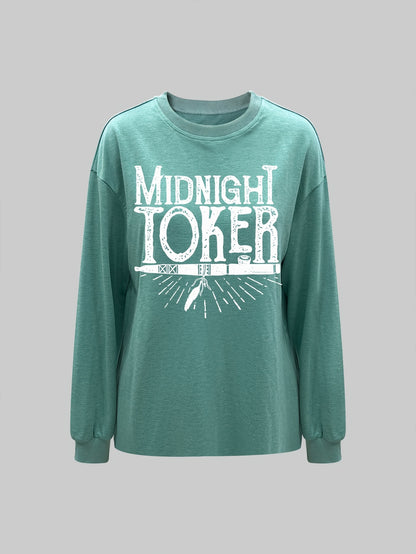 Sweat-shirt Femme Décontracté Col Rond Teal Motif Soleil Graphique