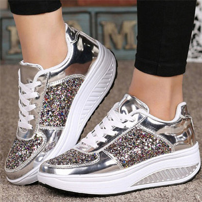 Baskets montantes à sequins Loom & Soul™ pour femme – Chaussures vulcanisées en toile et cuir avec bride arrière