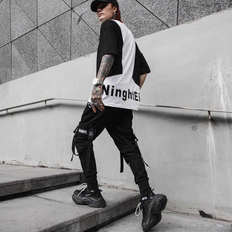 Loom & Soul Men’s Hip Hop Casual Pants – Streetwear Cone Fit Overalls with Mid-Waist Design for Youth Style