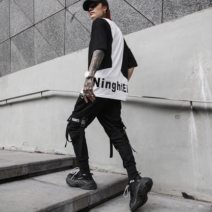 Loom & Soul Men’s Hip Hop Casual Pants – Streetwear Cone Fit Overalls with Mid-Waist Design for Youth Style