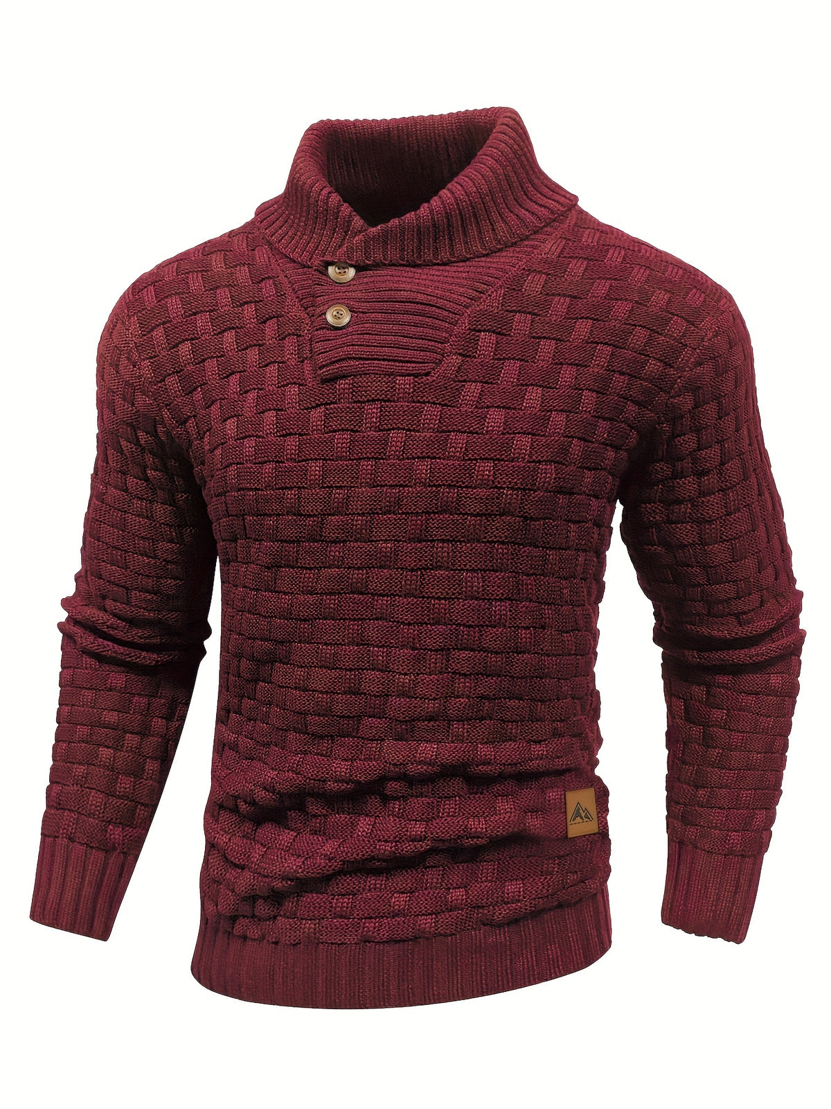 Pull en tricot gaufré pour homme – Grande élasticité avec col à revers