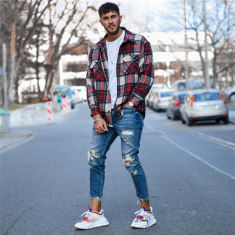 Loom & Soul™ Distressed Hole Jeans – Men’s Slim-Fit Ripped Denim Pants