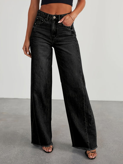 Jean taille haute ample pour femme – Denim décontracté extensible