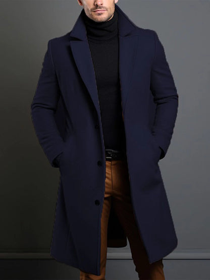Men’s Classic Lapel Coat – Single Breasted Winter Jacket