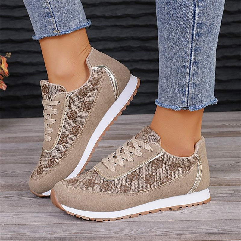 Baskets à lacets imprimé floral Loom & Soul pour femme – Chaussures de marche et de course légères en PU décontractées