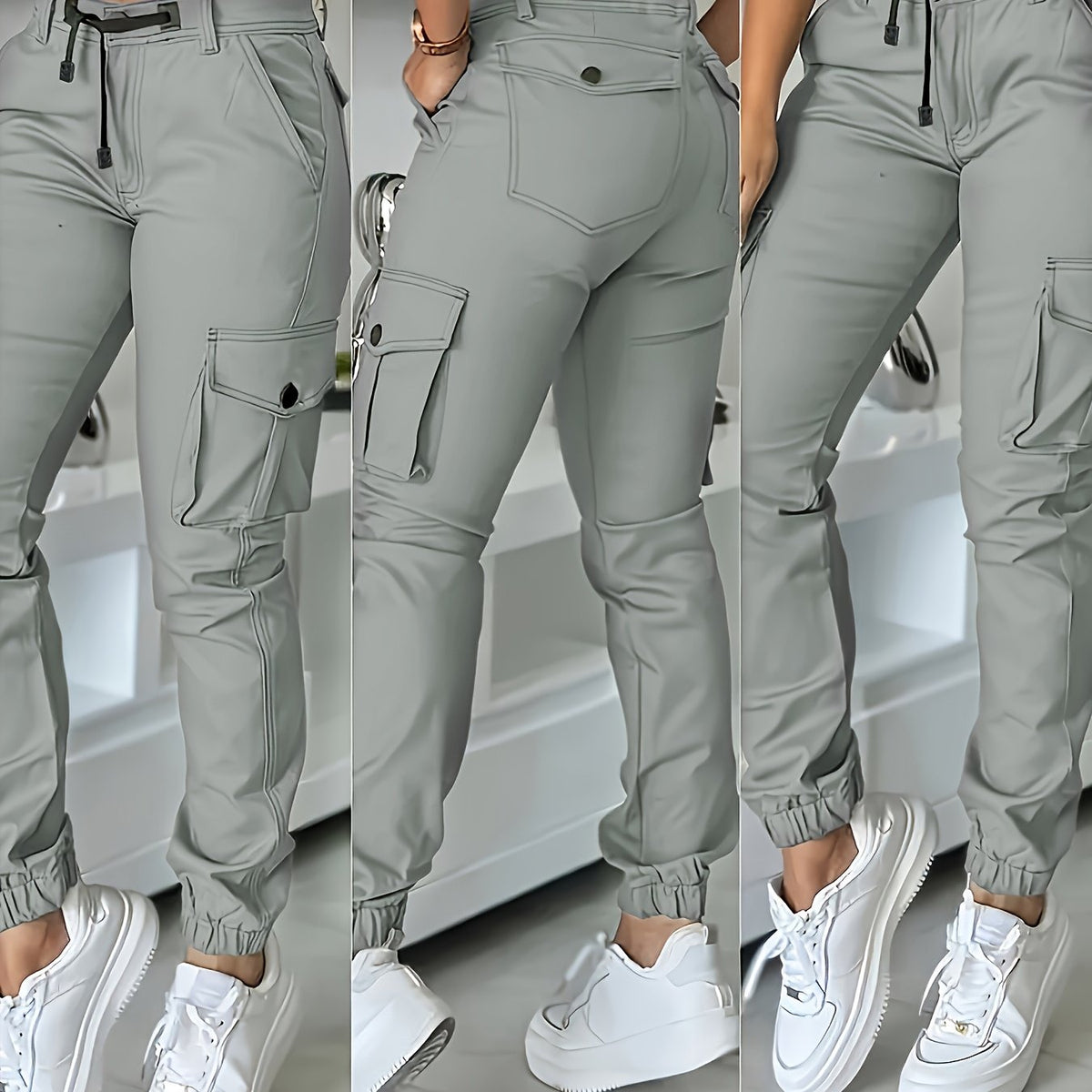 Pantalon Cargo Taille Haute Femme – Pantalon de Travail Élégant Toutes Saisons