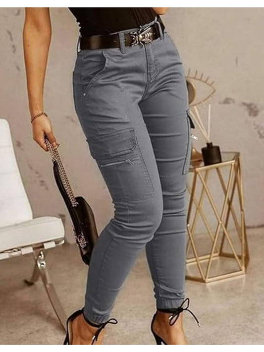 Women’s Skinny Cargo Jogger Jeans – Stretch Slim Utility Pants