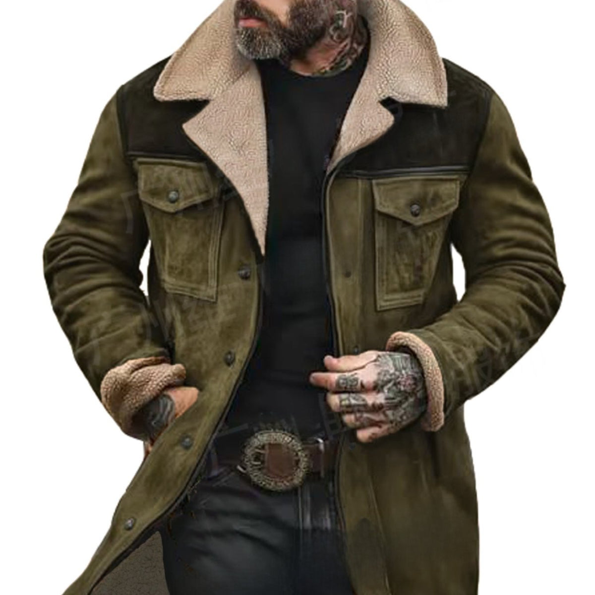 Blouson utilitaire color-block homme – Manteau en mélange de coton multi-poches