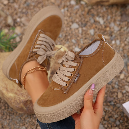 Baskets basses minimalistes à lacets pour femme – Chaussures décontractées polyvalentes