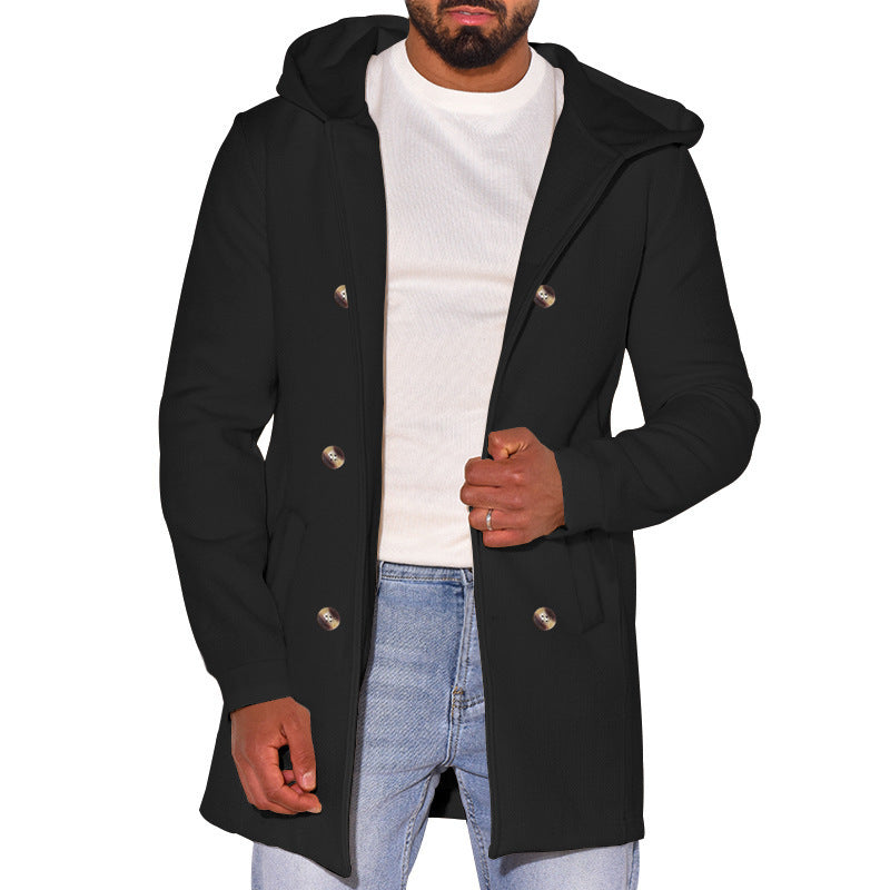 Trench-coat en laine slim pour homme avec capuche – Un style polyvalent pour toutes les saisons