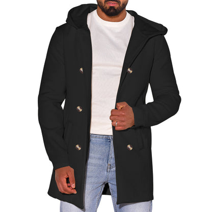 Trench-coat en laine slim pour homme avec capuche – Un style polyvalent pour toutes les saisons
