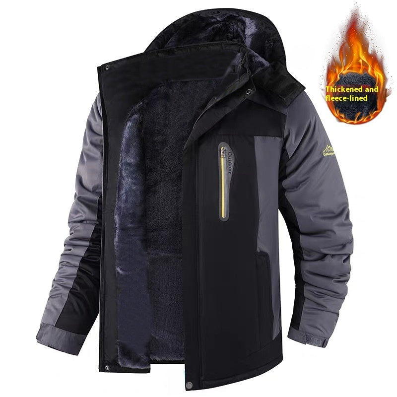 Manteau en molleton mi-long pour homme – Vêtement d'extérieur décontracté épais pour l'hiver