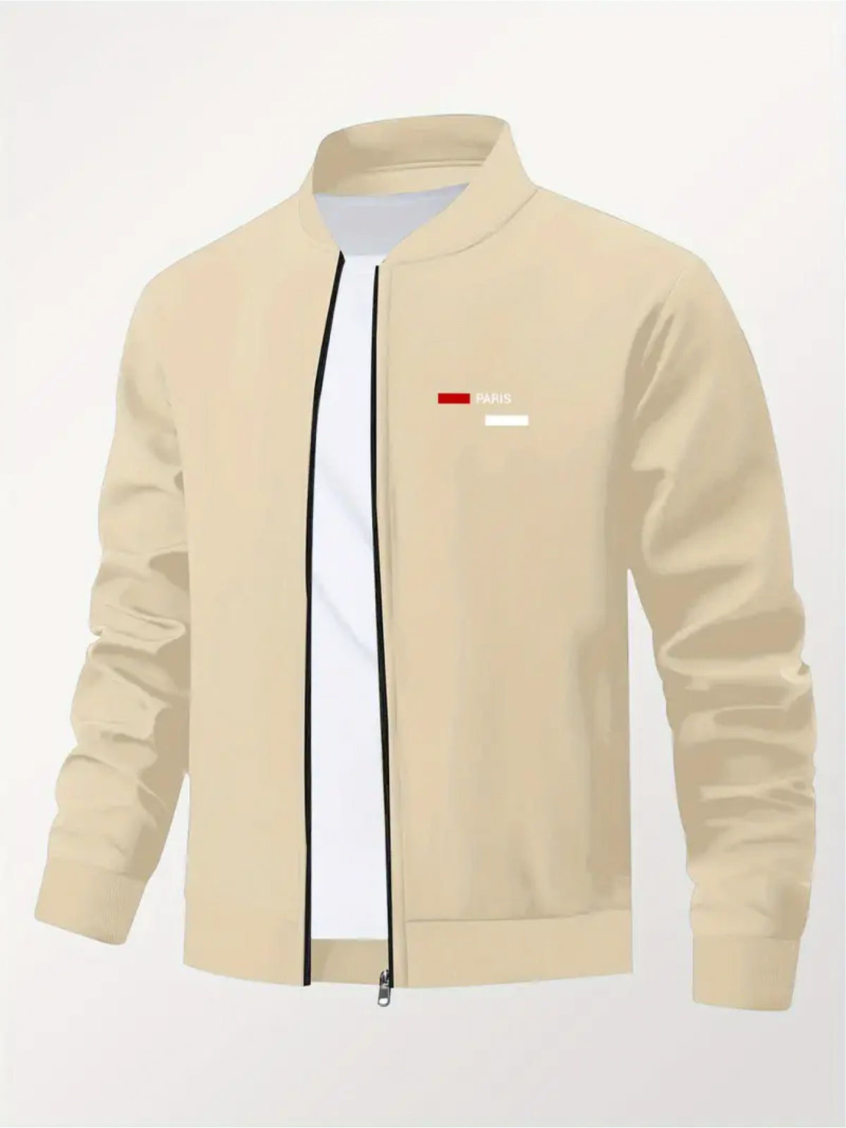 Men’s Printed Baseball Collar Jacket – Casual Streetwear Zip Workwear Coat