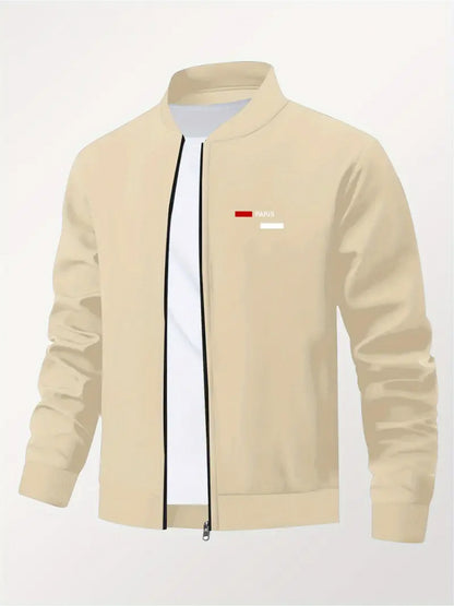 Men’s Printed Baseball Collar Jacket – Casual Streetwear Zip Workwear Coat