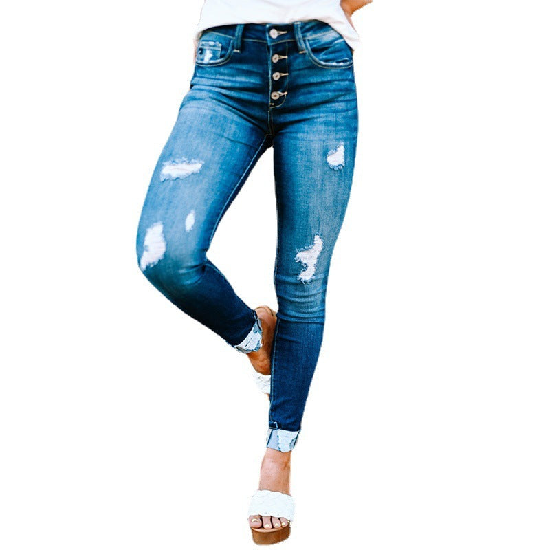 Loom & Soul™ Distressed Skinny Jeans – Women’s Mid-Waist Ripped Denim Pants
