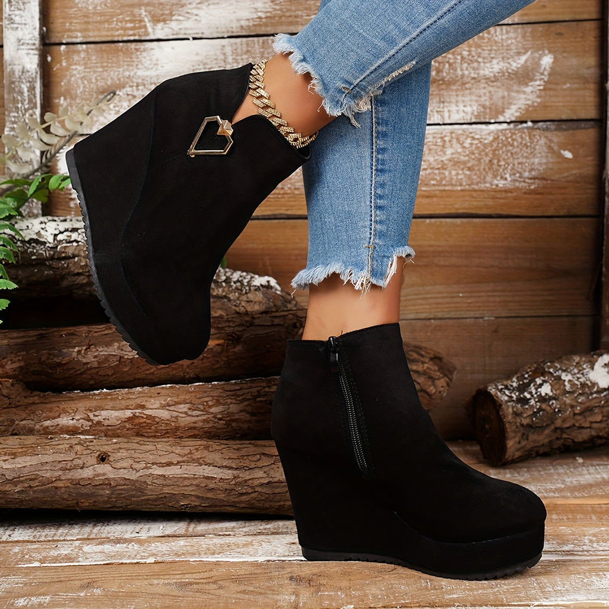 Botines de plataforma gruesa para mujer – Botas de moda con cremallera atrevida