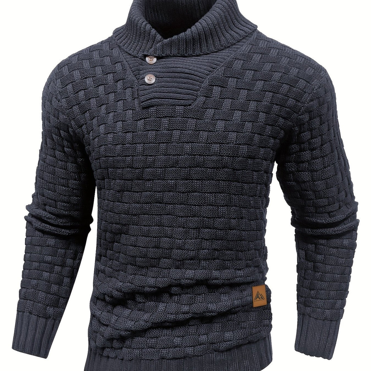 Pull en tricot gaufré pour homme – Grande élasticité avec col à revers