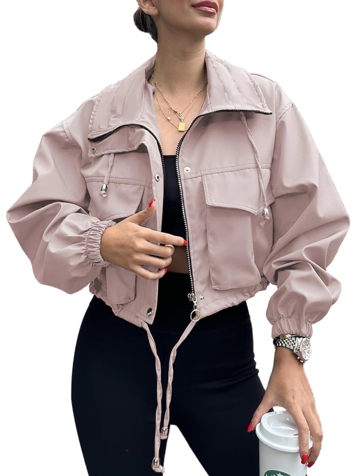 Trench court zippé pour femme – Style urbain uni