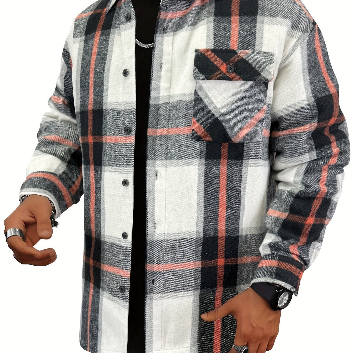 Chemisier-veste molletonné à carreaux pour homme – Surchemise boutonnée à carreaux douillette