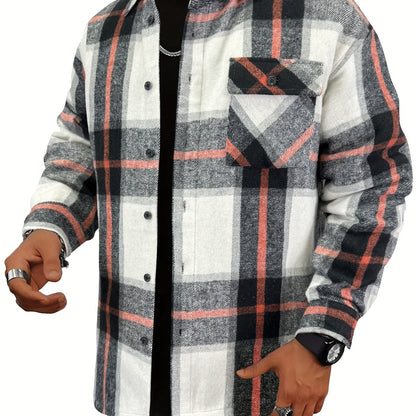 Chemisier-veste molletonné à carreaux pour homme – Surchemise boutonnée à carreaux douillette
