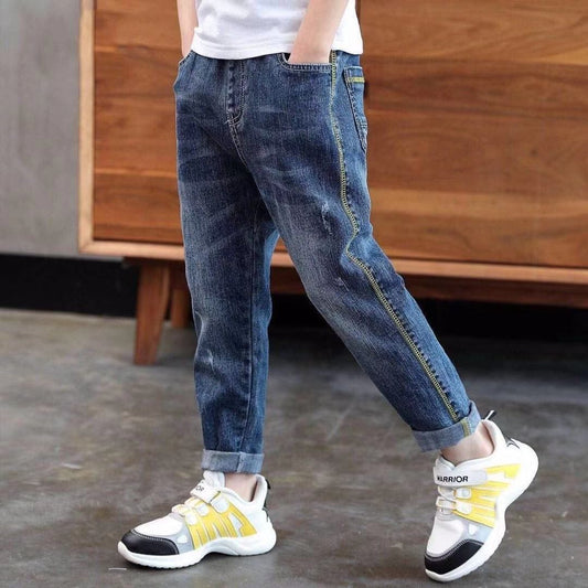 Loom & Soul Boys’ Denim Trousers – Letter Print Kids’ Jeans with Comfortable Fit and Durable FabricLoom & Soul Boys’ Denim Trousers – Letter Print Kids’ Jeans with Comfortable Fit and Durable Fabric