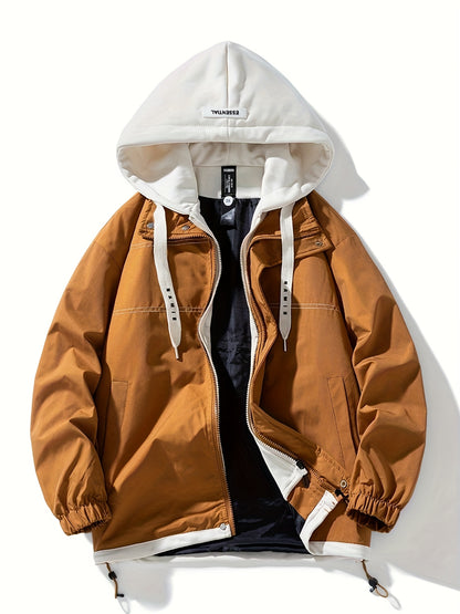 Veste zippée color block Loom & Soul pour homme – Coupe-vent léger à capuche