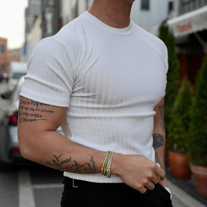 T-shirt de sport extensible à col rond pour homme – Manches courtes décontracté