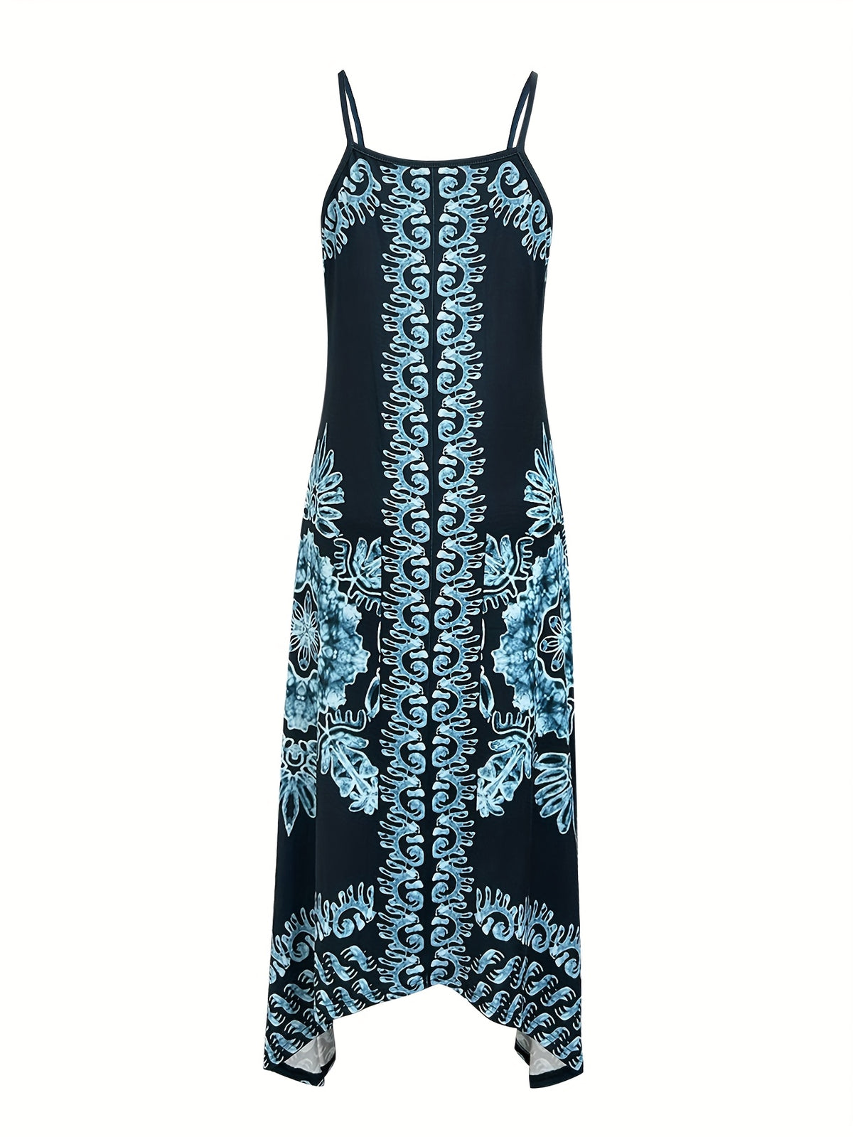 Robe longue bohème à fleurs – Robe d'été décolletée à fines bretelles