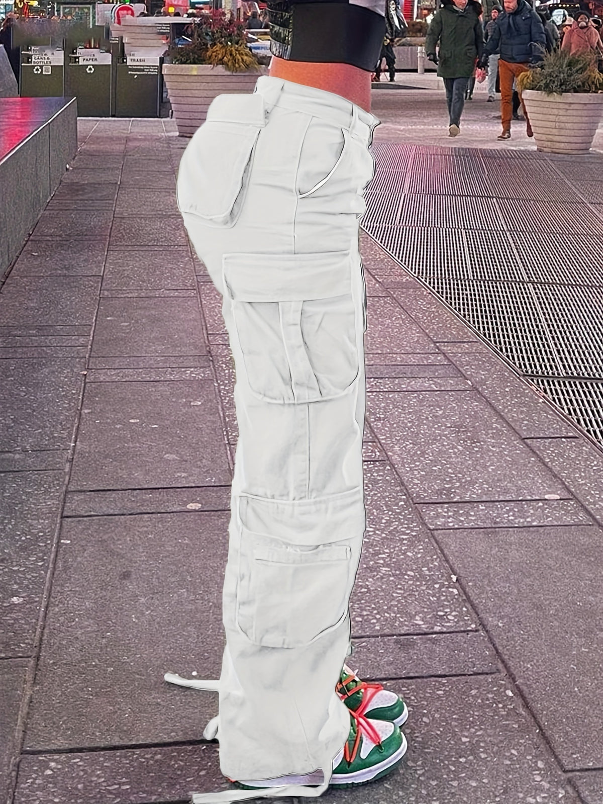 Pantalones cargo retro Y2K para mujer – Cintura alta, pierna ancha, estilo urbano