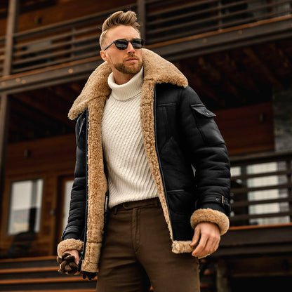 Chaqueta polar militar de hombre Loom & Soul™ – Abrigo táctico cálido de invierno con cuello de piel y diseño multibolsillo