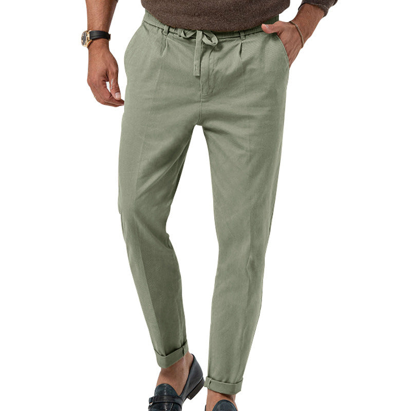 Pantalon de costume décontracté à cordon Loom & Soul™ pour homme – Coupe droite avec taille élastique et confort ajusté
