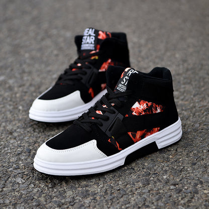 Loom & Soul™ Camouflage High-Top Lace-Up Shoes – Men’s Suede Leather Sneakers with Non-Slip Rubber Sole