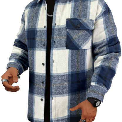 Chemisier-veste molletonné à carreaux pour homme – Surchemise boutonnée à carreaux douillette