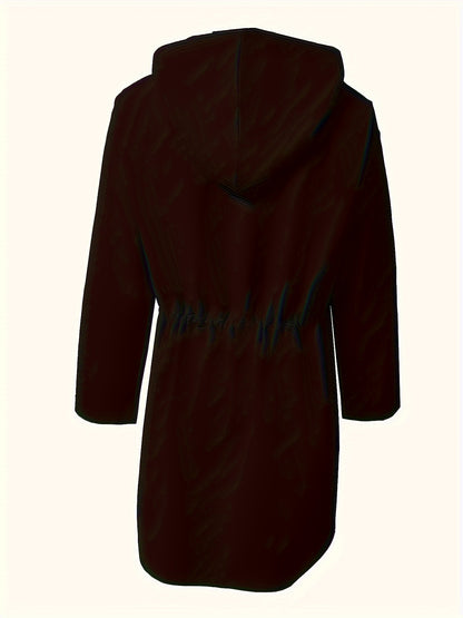 Women’s Solid Hooded Jacket – Machine-Washable Polyester Fall/Winter Coat