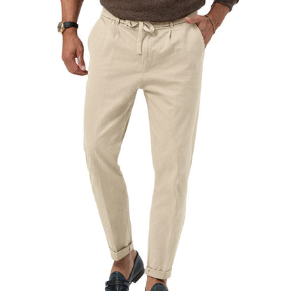 Pantalon de costume décontracté à cordon Loom & Soul™ pour homme – Coupe droite avec taille élastique et confort ajusté