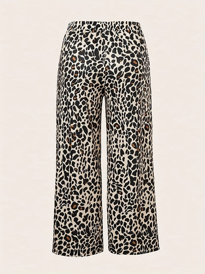 Pantalon large à imprimé léopard pour femme – Pantalon d'été décontracté avec cordon de serrage