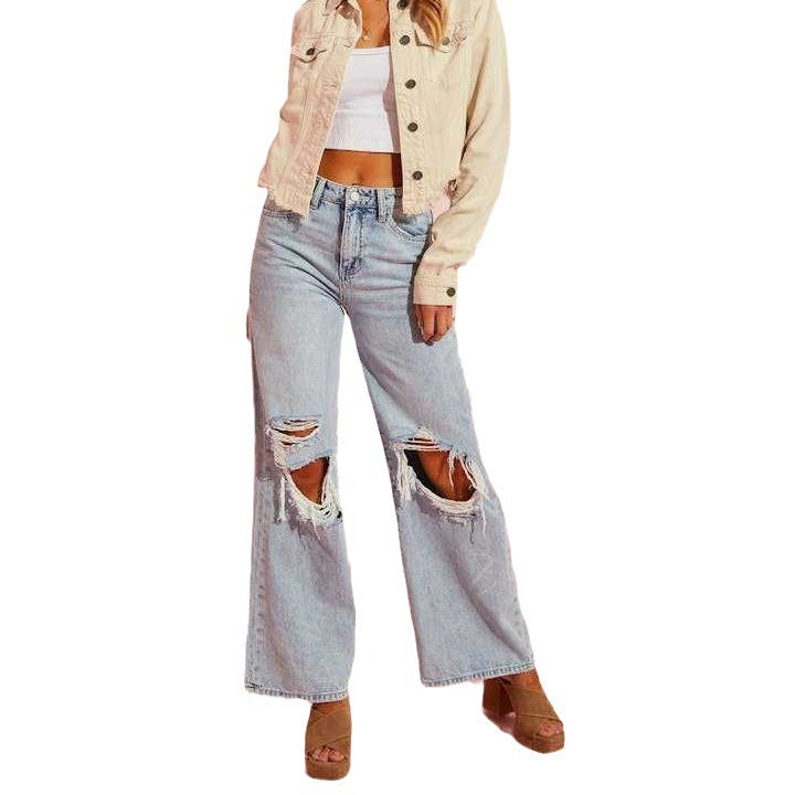 Loom & Soul™ Jean Slim Effet Délavé – Jean Taille Haute Extensible pour Femme